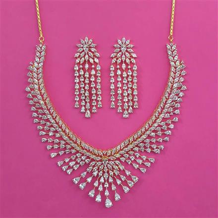 American Diamond Classic Necklace with Rhodium Plating 2 Tone Plating Carat Plating
