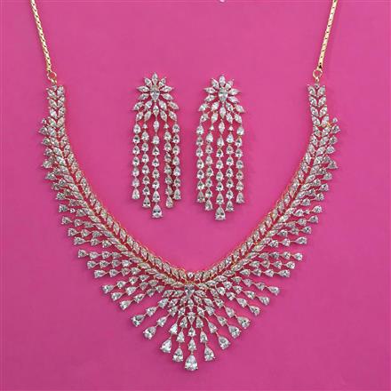 American Diamond Classic Necklace with Rhodium Plating 2 Tone Plating Carat Plating
