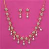 American Diamond Pearl Necklace with Gold Plating