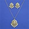 American Diamond Pearl Pendant Set with Gold Plating