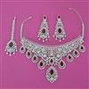American Diamond Choker Necklace with Rhodium Plating