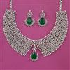 American Diamond Choker Necklace with Rhodium Plating
