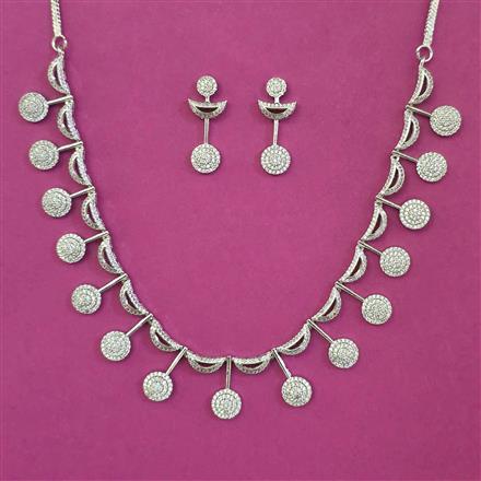 American Diamond Delicate Necklace with Rhodium Plating 2 Tone Plating Mehndi Plating Carat Plating