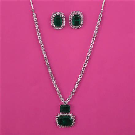 American Diamond Classic Necklace with Rhodium Plating