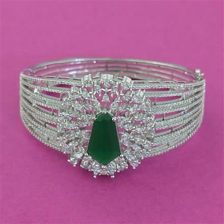 American Diamond Broad Kada with Rhodium Plating