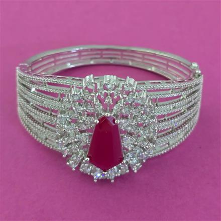 American Diamond Broad Kada with Rhodium Plating