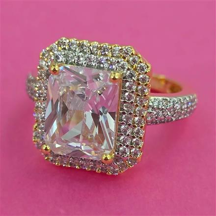 American Diamond Adjustable Ring with 2 Tone Plating