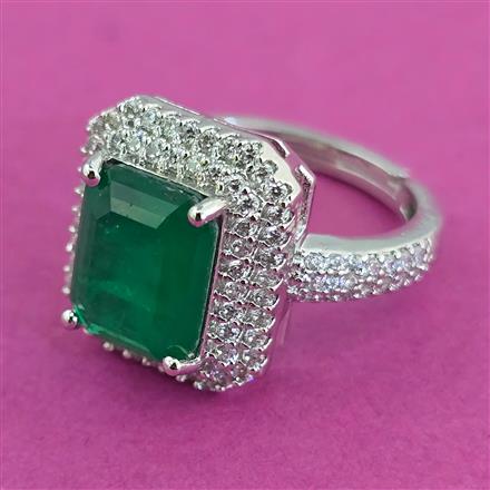American Diamond Adjustable Ring with Rhodium Plating