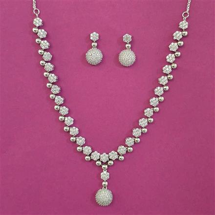 American Diamond Delicate Necklace with Rhodium Plating 2 Tone Plating Mehndi Plating