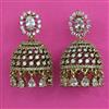 American Diamond Jhumki with Rhodium Plating 2 Tone Plating Mehndi Plating