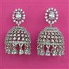 American Diamond Jhumki with Rhodium Plating 2 Tone Plating Mehndi Plating