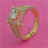 American Diamond Adjustable Ring with Rhodium Plating 2 Tone Plating Mehndi Plating
