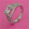 American Diamond Adjustable Ring with Rhodium Plating 2 Tone Plating Mehndi Plating