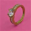 American Diamond Adjustable Ring with Rhodium Plating 2 Tone Plating Mehndi Plating