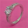 American Diamond Adjustable Ring with Rhodium Plating 2 Tone Plating Mehndi Plating