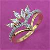 American Diamond Adjustable Ring with Rhodium Plating Mehndi Plating