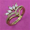 American Diamond Adjustable Ring with Rhodium Plating Mehndi Plating
