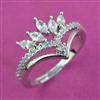 American Diamond Adjustable Ring with Rhodium Plating Mehndi Plating