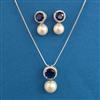 American Diamond Pearl Pendant Set with Rhodium Plating