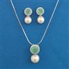 American Diamond Pearl Pendant Set with Rhodium Plating