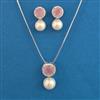 American Diamond Pearl Pendant Set with Rhodium Plating