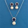 American Diamond Pearl Pendant Set with Rhodium Plating