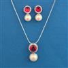 American Diamond Pearl Pendant Set with Rhodium Plating