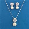 American Diamond Pearl Pendant Set with Rhodium Plating