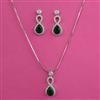 American Diamond Delicate Pendant Set with Rhodium Plating