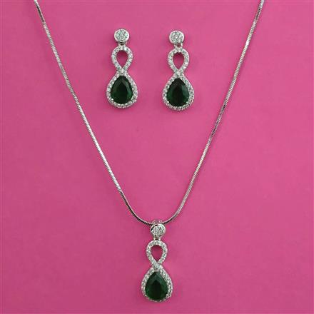 American Diamond Delicate Pendant Set with Rhodium Plating