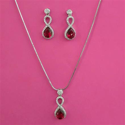 American Diamond Delicate Pendant Set with Rhodium Plating