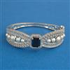 American Diamond Pearl Kada with Rhodium Plating