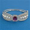 American Diamond Pearl Kada with Rhodium Plating