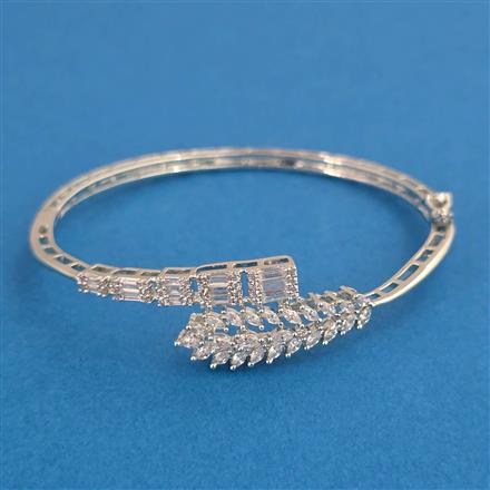 American Diamond Openable kada with Rhodium Plating