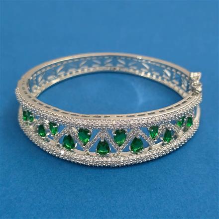American Diamond Broad Kada with Rhodium Plating