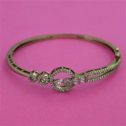 American Diamond Openable kada with Rhodium Plating 2 Tone Plating Mehndi Plating