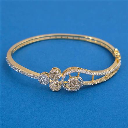 American Diamond Openable kada with Rhodium Plating 2 Tone Plating Mehndi Plating