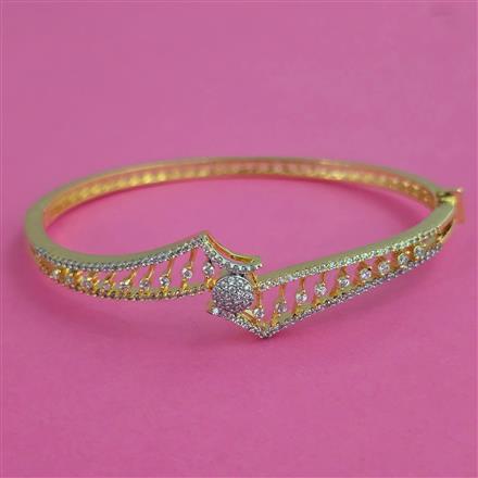 American Diamond Openable kada with Rhodium Plating 2 Tone Plating Mehndi Plating