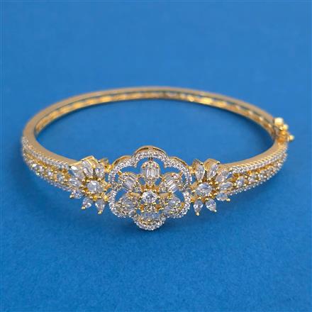 American Diamond Openable kada with Rhodium Plating 2 Tone Plating Mehndi Plating