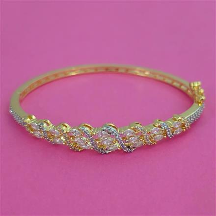 American Diamond Openable kada with Rhodium Plating 2 Tone Plating Mehndi Plating