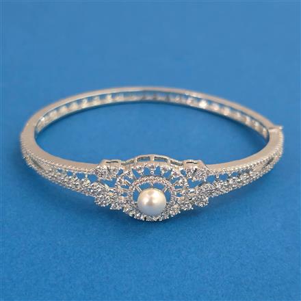 American Diamond Openable kada with Rhodium Plating 2 Tone Plating Mehndi Plating