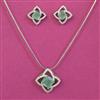 American Diamond Classic Pendant Set with Rhodium Plating
