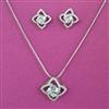 American Diamond Classic Pendant Set with Rhodium Plating