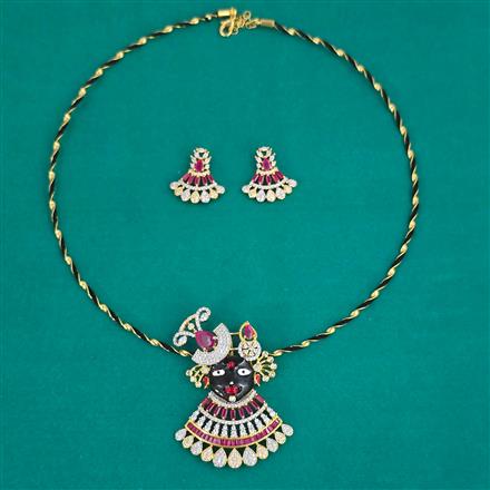 American Diamond Temple Pendant Set with 2 Tone Plating