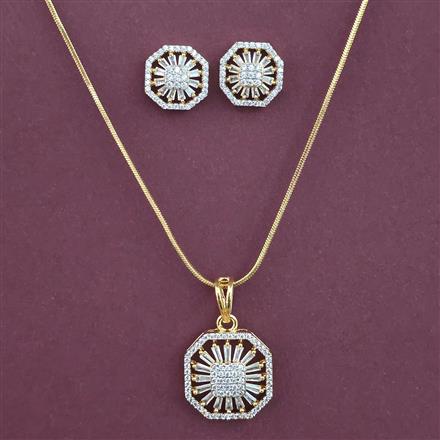 American Diamond Classic Pendant Set with 2 Tone Plating