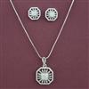 American Diamond Classic Pendant Set with Rhodium Plating