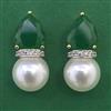 American Diamond Pearl Earring with 2 Tone Plating