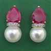 American Diamond Pearl Earring with 2 Tone Plating