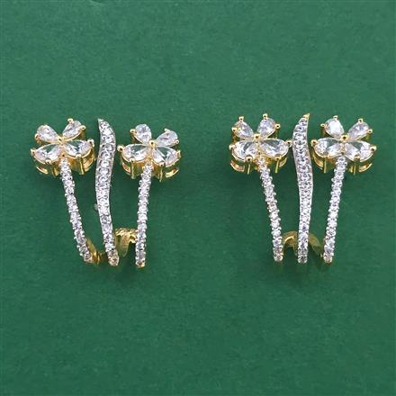 American Diamond Classic Earring with Rhodium Plating 2 Tone Plating