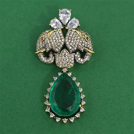 American Diamond Birds Brooch with Mehndi Plating